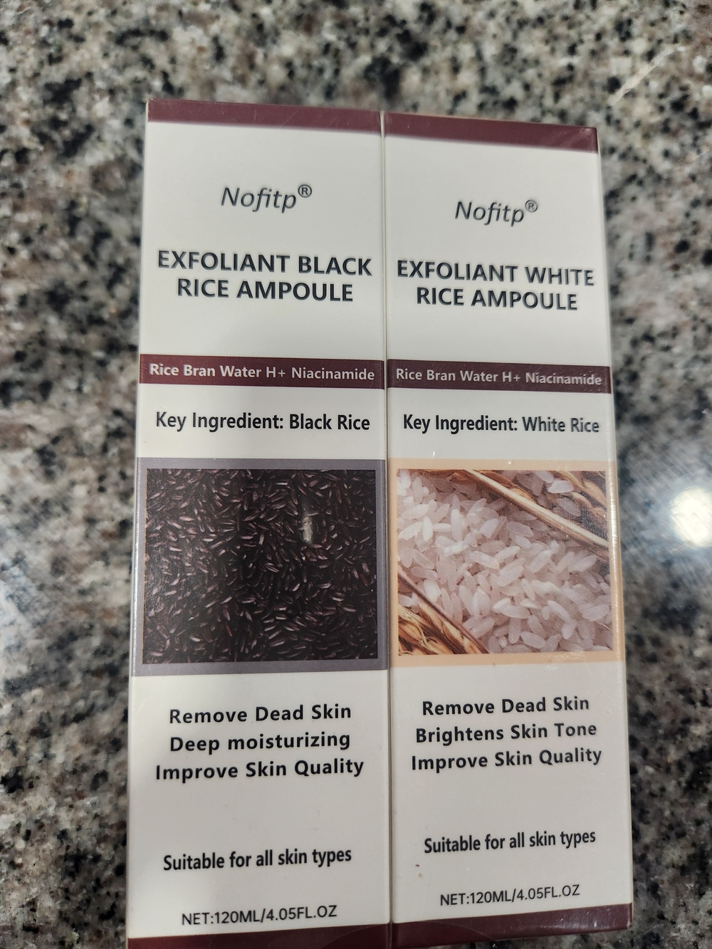 2 Sets Exfoliant Rice Ampoule - Black & White Rice (4 Pcs Total 2 Black 2 White)